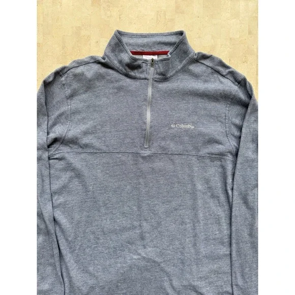 Columbia Mens 2XL Blue Heather Sweatshirt 1/4 Zip Pullover Lightweight - Picture 2 of 7